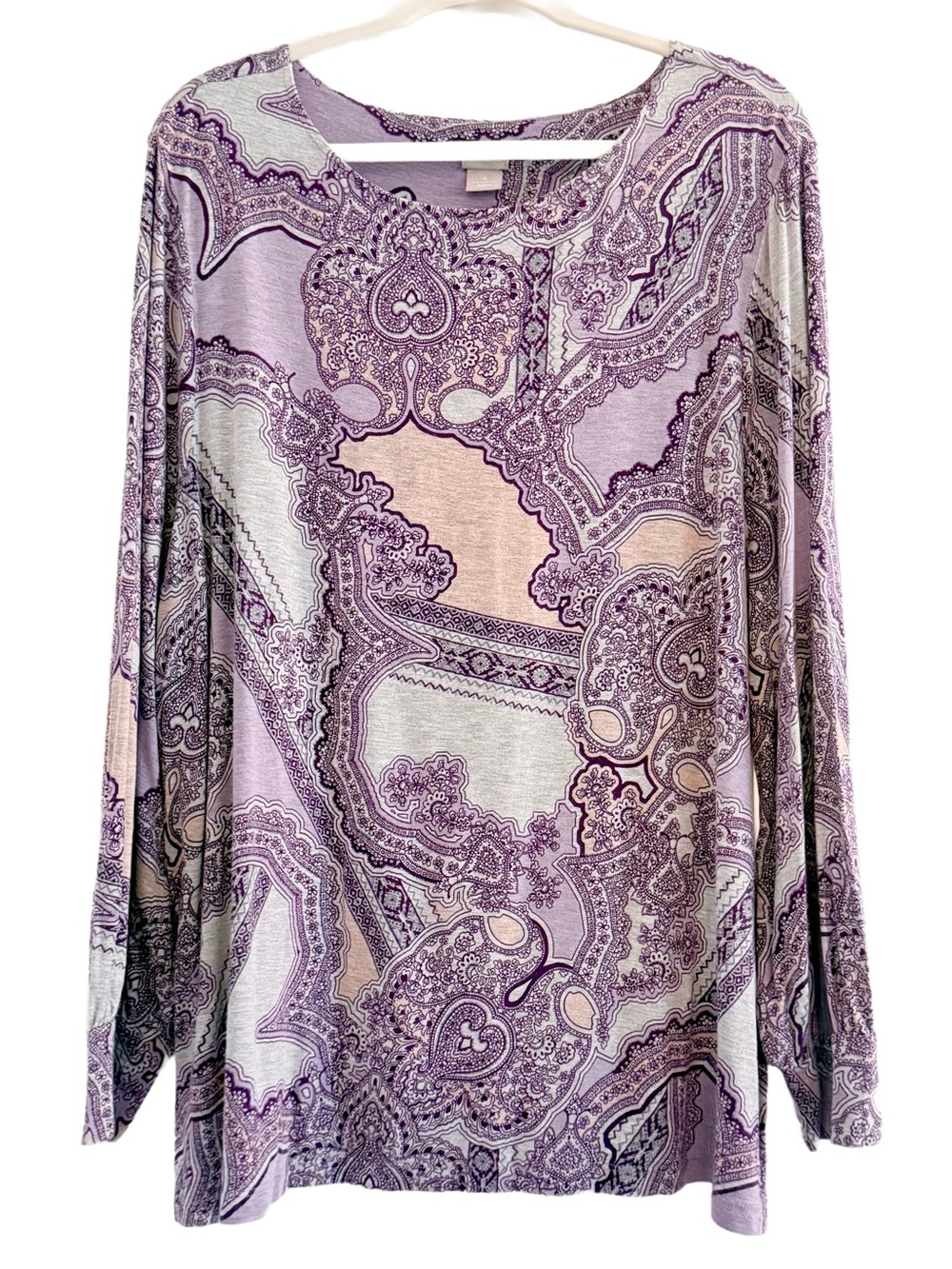 Chico's Lavender Paisley Long Sleeve Top